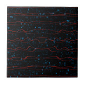 Carreau Noir et bleu avec lignes rouges ondulées (Devant)