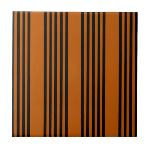 Carreau Noir et brûlé orange cinq bandes motif