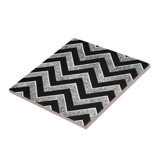 Carreau Noir et chevron scintillant d'argent (Côté)
