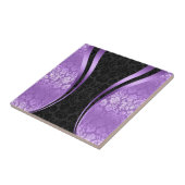 Carreau Noir Et Lavande Purple Floral Damas (Côté)