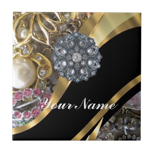 Carreau Noir et or bling (Devant)