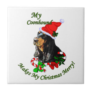 Carreau Noir et Tan Coonhound Noël