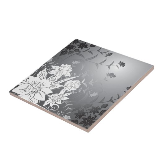 Carreau noir floral et blanc (Côté)