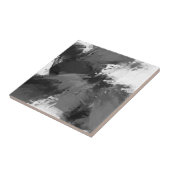 Carreau Noir Gris Blanc Abstrait Brosse moderne  (Côté)