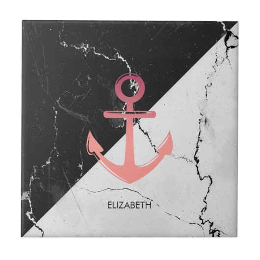 Carreau Noir & Marbre blanc blanc Ancre (Devant)