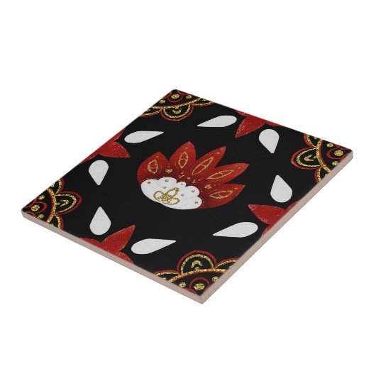 Carreau Noir noir scandinave en or rouge nordique (Côté)