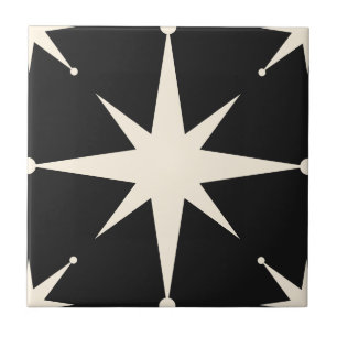 Carreau noir Starburst Mid Century moderne Vintage