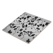 Carreau Noir sur les oiseaux Motifs en argent et fleurs de (Côté)