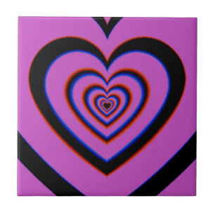 Carreau Noir violet Trippy Hypnotique Motif d'amour du coe