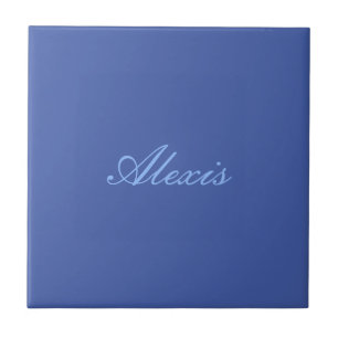 Carreau Nom Calligraphie Script Simple Bleu