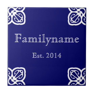 Carreau Nom de famille - Espagnol Blanc sur Bleu