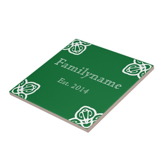 Carreau Nom de famille - Espagnol Blanc sur Vert (Côté)