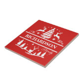 Carreau Nom de famille personnalisé de Noël rouge | Vacanc (Côté)