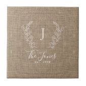 Carreau Nom de famille rustique et élégant monogrammé (Devant)