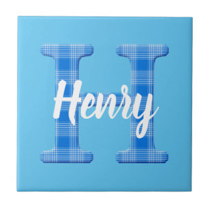 Carreau Nom de garçon Plaid personnalisé Lettre H
