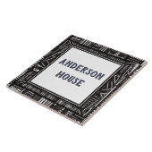 Carreau Nom de la Maison Blanche et Noire moderne Plaque (Côté)