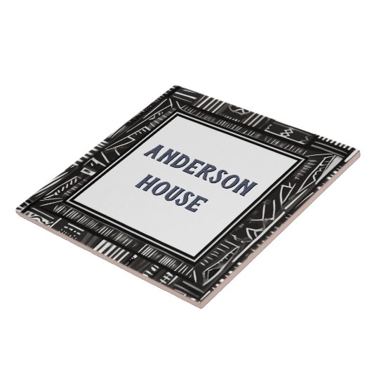 Carreau Nom de la Maison Blanche et Noire moderne Plaque (Côté)