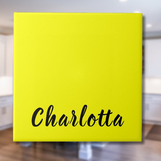 Carreau Nom de personnalisation noir | Couleur jaune néon