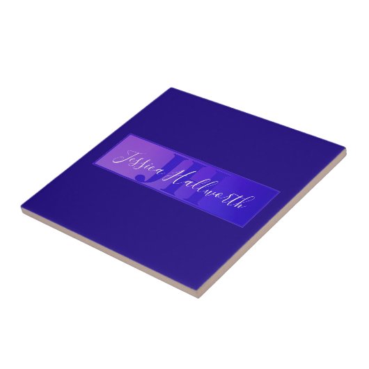 Carreau Nom de script élégant moderne & Monogram Ombre Pur (Côté)