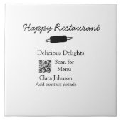Carreau Nom du restaurant scan QR menu ajouter les coordon (Devant)