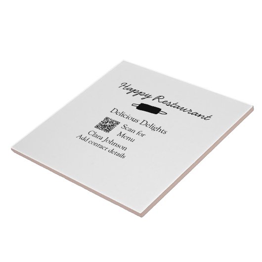 Carreau Nom du restaurant scan QR menu ajouter les coordon (Côté)