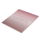 Carreau Nom et monogramme | Blush en FAUX or rose doux (Côté)