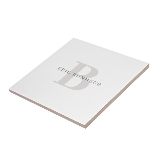 Carreau Nom moderne élégant et monogramme (Côté)