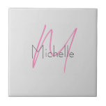 Carreau Nom moderne minimaliste monogramme<br><div class="desc">Découvrez nos modèles mimalistes modernes.</div>