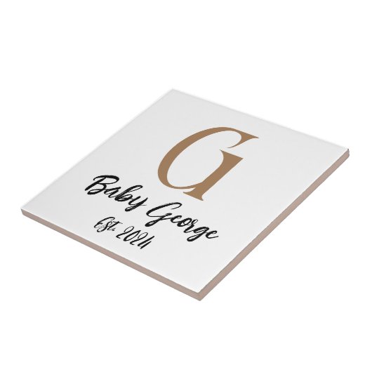 Carreau Nom monogramme du bébé minimal simple (Côté)