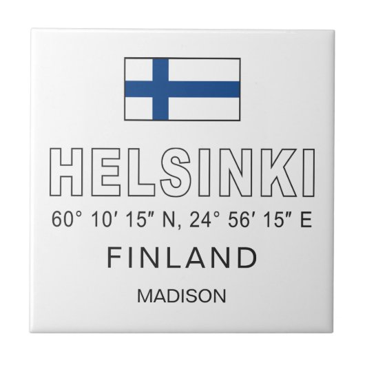 Carreau Nom personnalisé Coordonnées d'Helsinki (Devant)