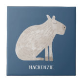 Carreau Nom personnalisé de capybara mignon (Devant)