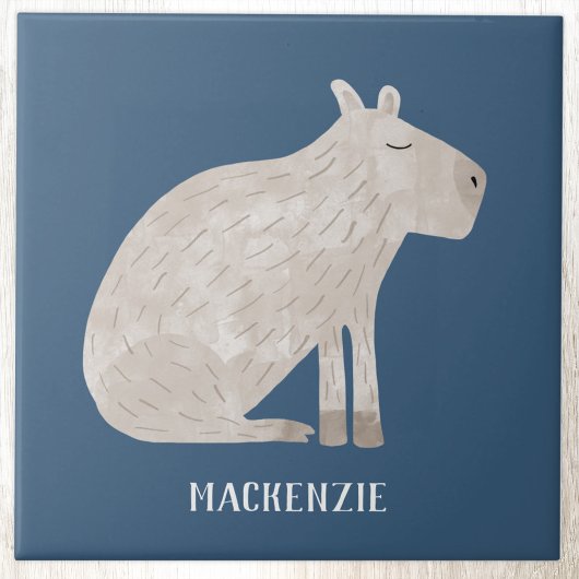 Carreau Nom personnalisé de capybara mignon