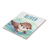 Carreau Nom personnalisé de l'illustration de la loupe (Côté)