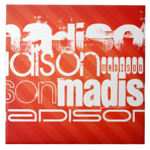 Carreau Nom personnalisé Motif sur les bandes orange Neon