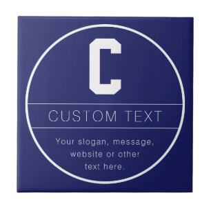 Carreau Nom unique et modèle de monogramme   Bleu marine