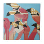 Carreau Nombre de Flamants roses<br><div class="desc">"Flock of Flamants roses II" de Jennifer Rutledge. Comprend un groupe de flamants roses avec des textures variées appliquées.</div>