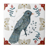 Carreau Nordique Bleu Aquarelle Art folklorique (Devant)