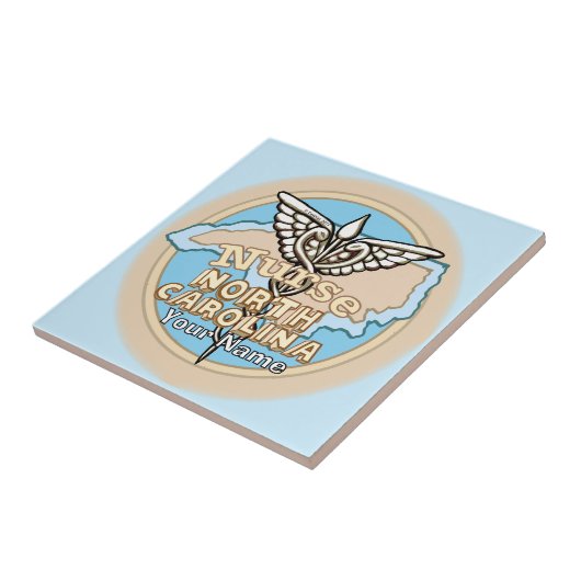 Carreau North Carolina Nurse Caduceus Ceramic Tile (Côté)