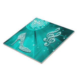 Carreau Note de musique et talon aiguille scintillants sar