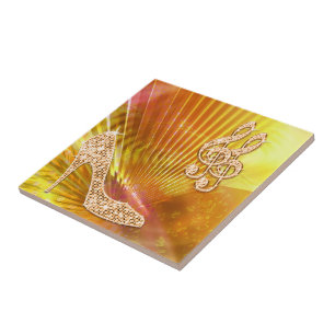 Carreau Note de musique orange scintillante et talon aigui