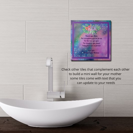 Carreau Note personnalisée Abstrait Purple Mom