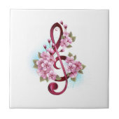 Carreau Notes de clef musicale en treble avec des fleurs S (Devant)