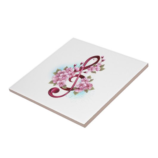 Carreau Notes de clef musicale en treble avec des fleurs S (Côté)