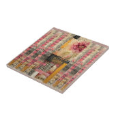 Carreau Notes de musique et de fleurs roses (Côté)