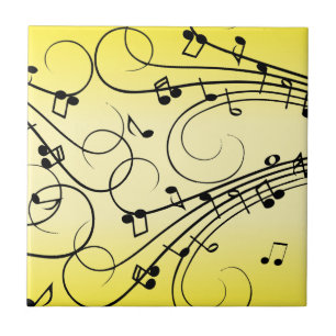 Carreau Notes de musique fantaisie jaune