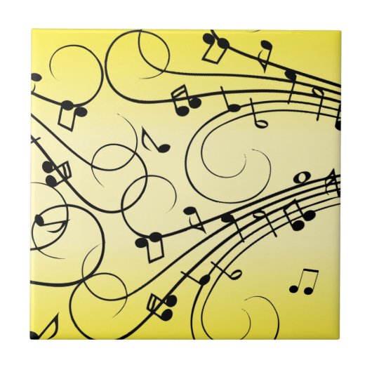 Carreau Notes de musique fantaisie jaune (Devant)
