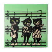 Carreau Notes musicales de Black Cats musicien vintage (Devant)