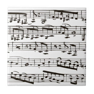Carreau Notes musicales en noir et blanc