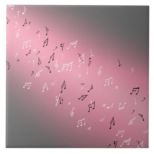 Carreau Notes musicales roses au clair de lune (Devant)