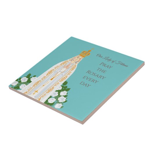 Carreau Notre-Dame de Fatima et roses blanches (Côté)